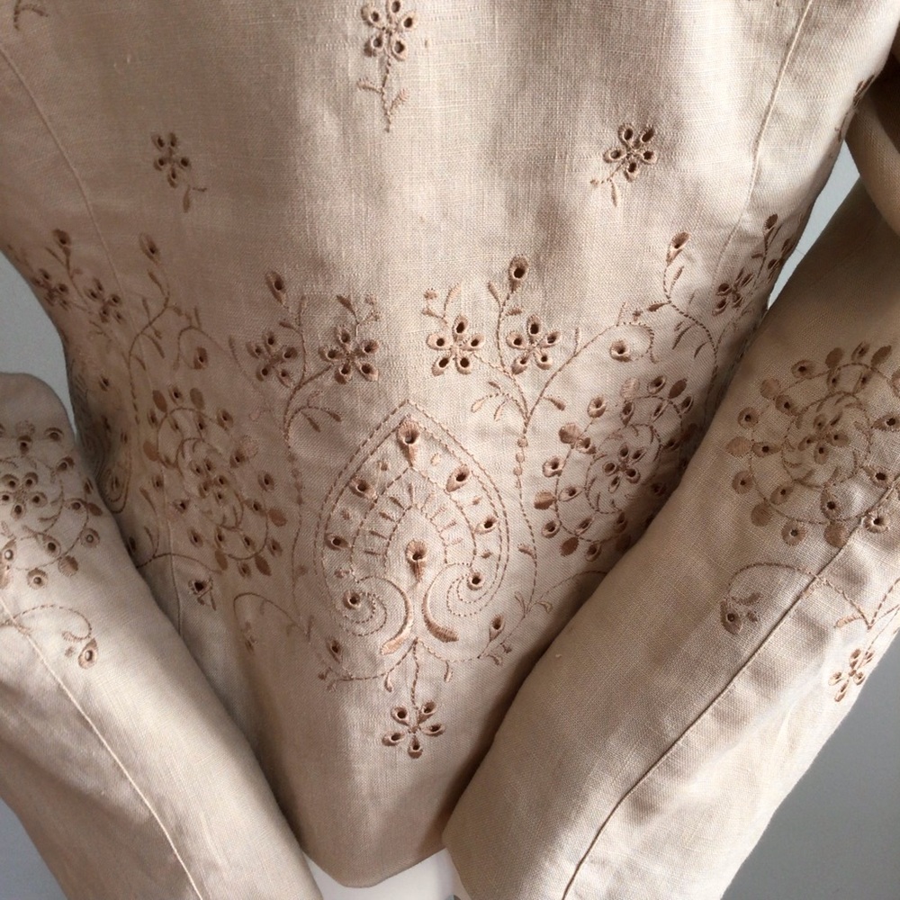 Carole Little Beige Linen Jacket - Picture 7 of 10